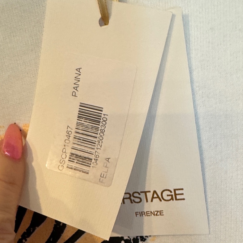 NWT - First Age Italian Firenze White Sweatshirt with Leopard - Picture 3 of 4